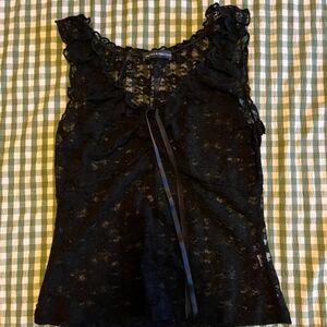 Whimsical fairy core grunge goth y2k mesh panel cami top